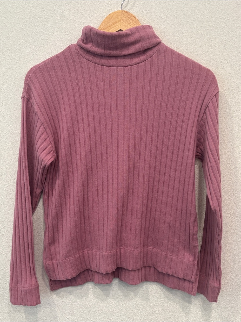 Madewell Cotton Ribbed Turtleneck Sweater in Dusty Rose Size XS